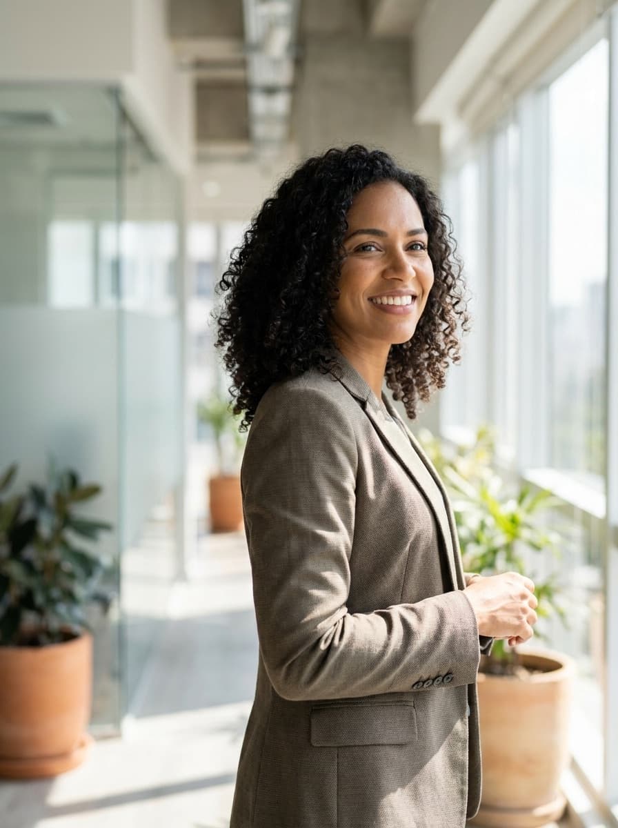 Recrutadora especialista da Empregga em um escritório iluminado
